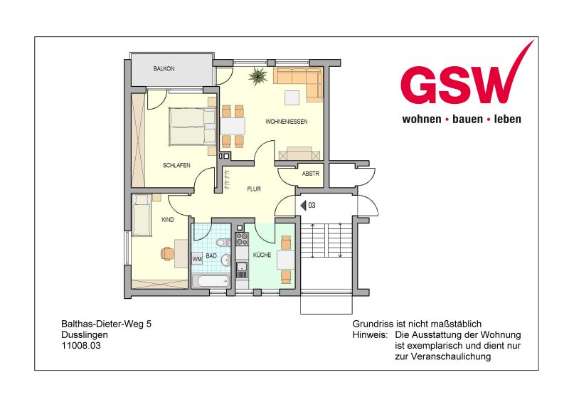 Wohnberechtigungsschein für 3 Personen erforderlich! 3-Zimmerwohnung in Dusslingen - Foto 5