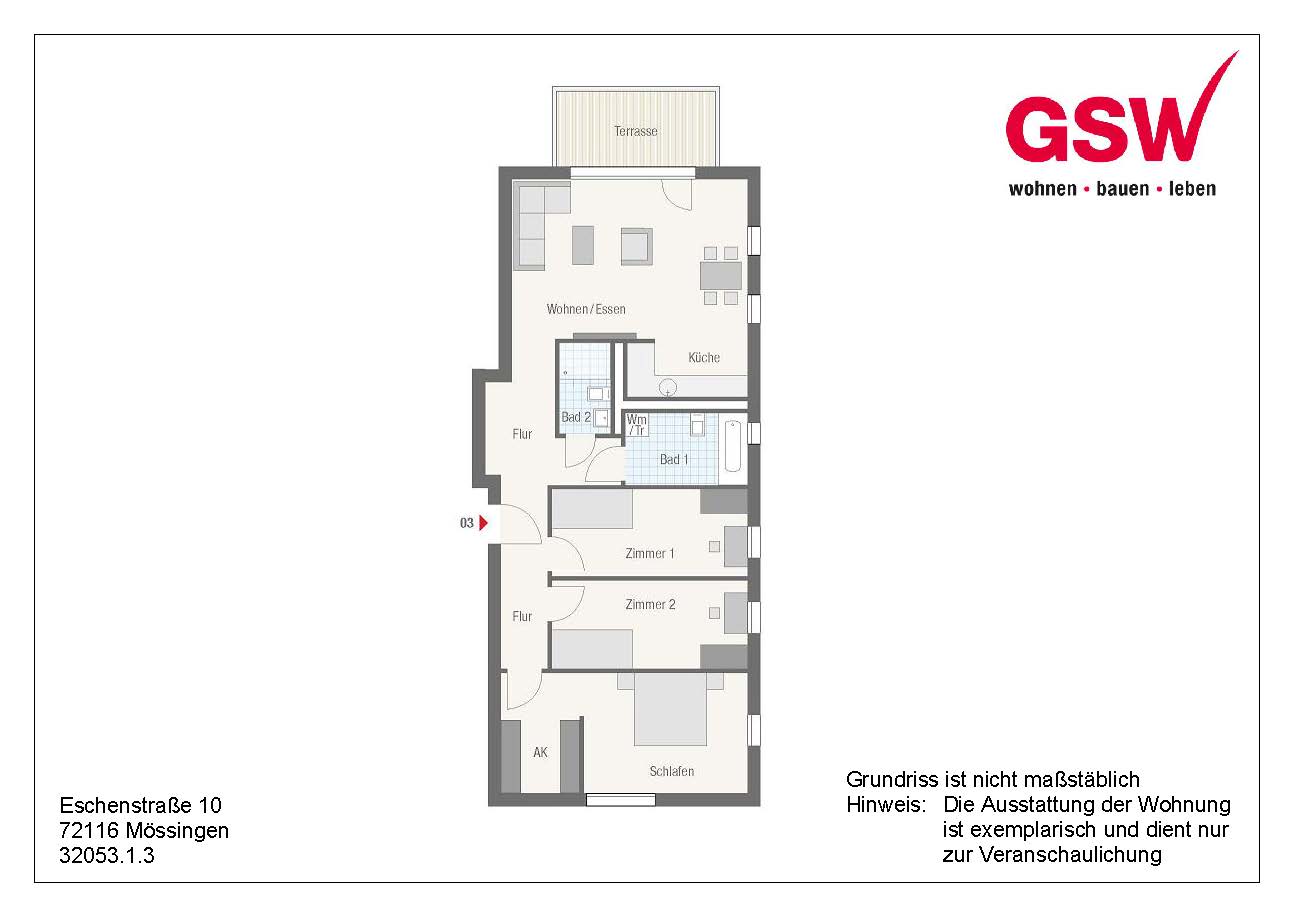 Moderne 4-Zimmer Wohnung mit Terrasse - Foto 2
