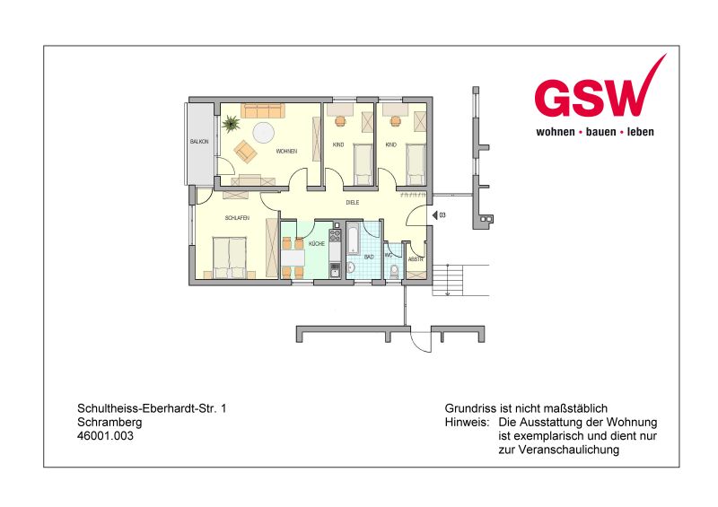Nur mit Wohnberechtigungsschein für 4 Personen: 4-Zimmerwohnung mit Balkon in Schramberg-Sulgen - Photo 1