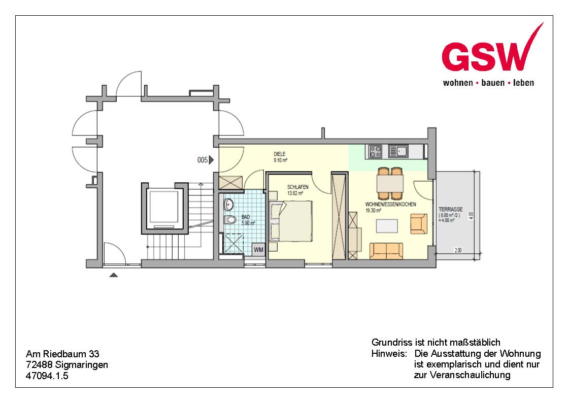 Nur mit WBS: 2-Zimmer-Wohnung mit Terrasse, offener Küche und ruhigem Schlafzimmer - Photo 1