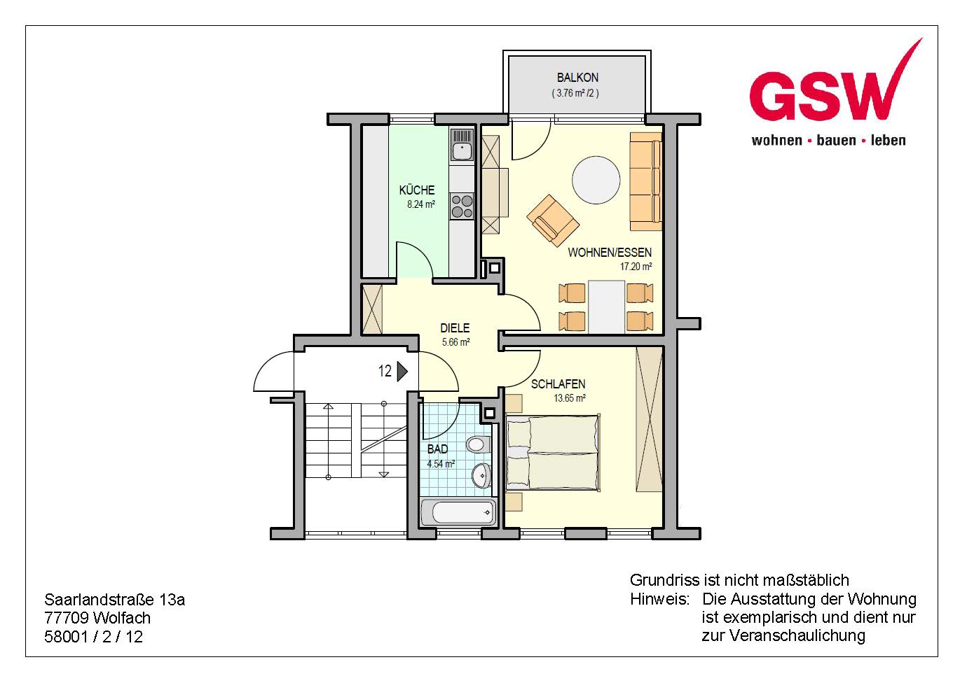 Gut geschnittene 2-Zimmer-Wohnung mit Balkon in Wolfach - Photo 1